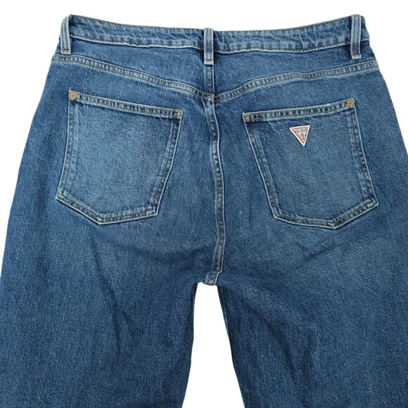 Guess Mom Jeans High Rise Womens 31x27 Med Wash Denim Ankle Style Cropped Pants - Picture 11 of 15